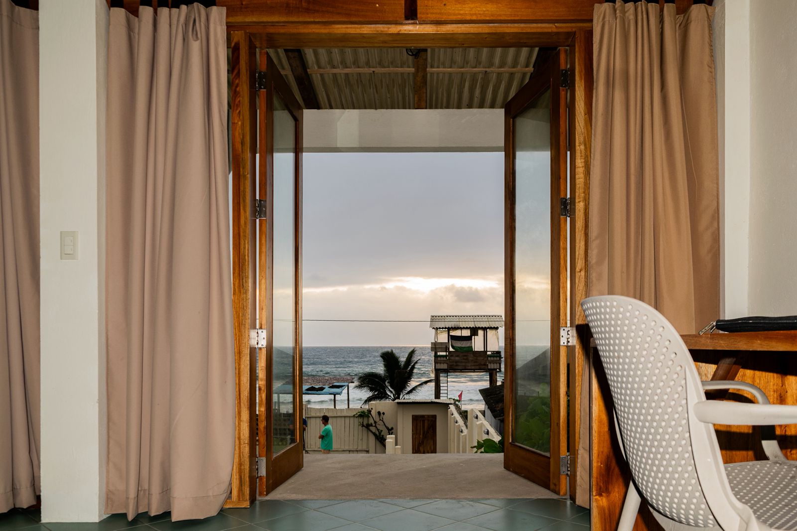 View from desk out to ocean