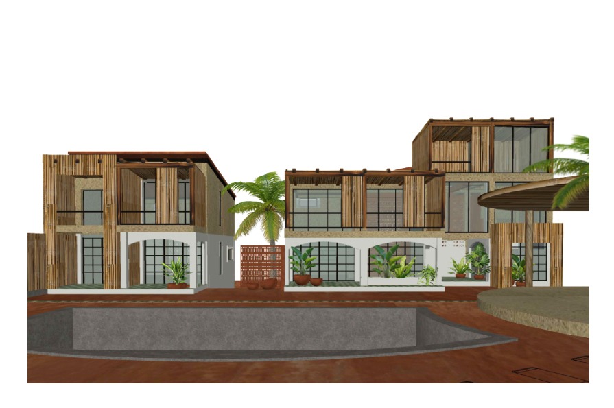 Apartment plan below pergola