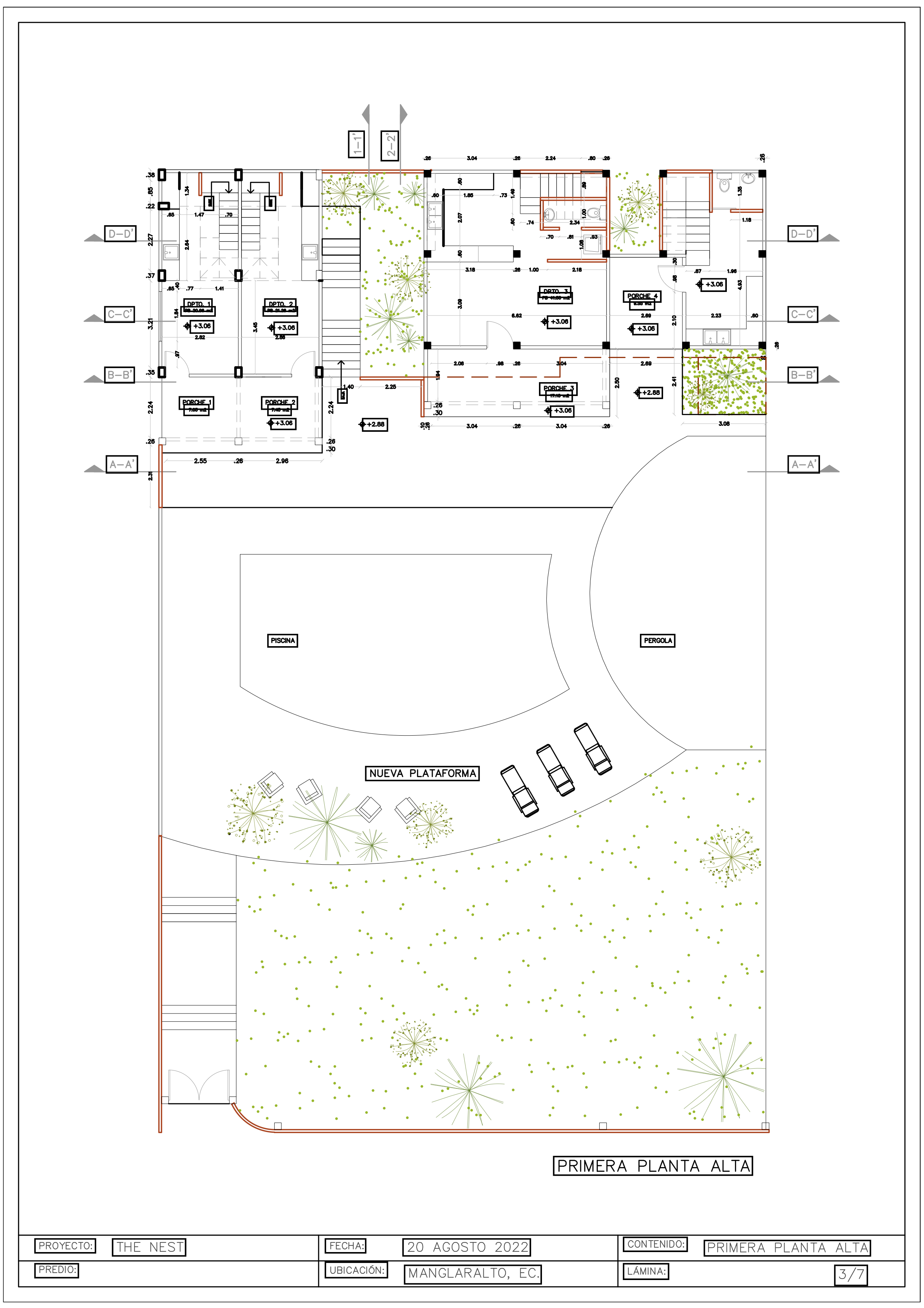 Primera Planta Alta (first upper floor) architectural plan